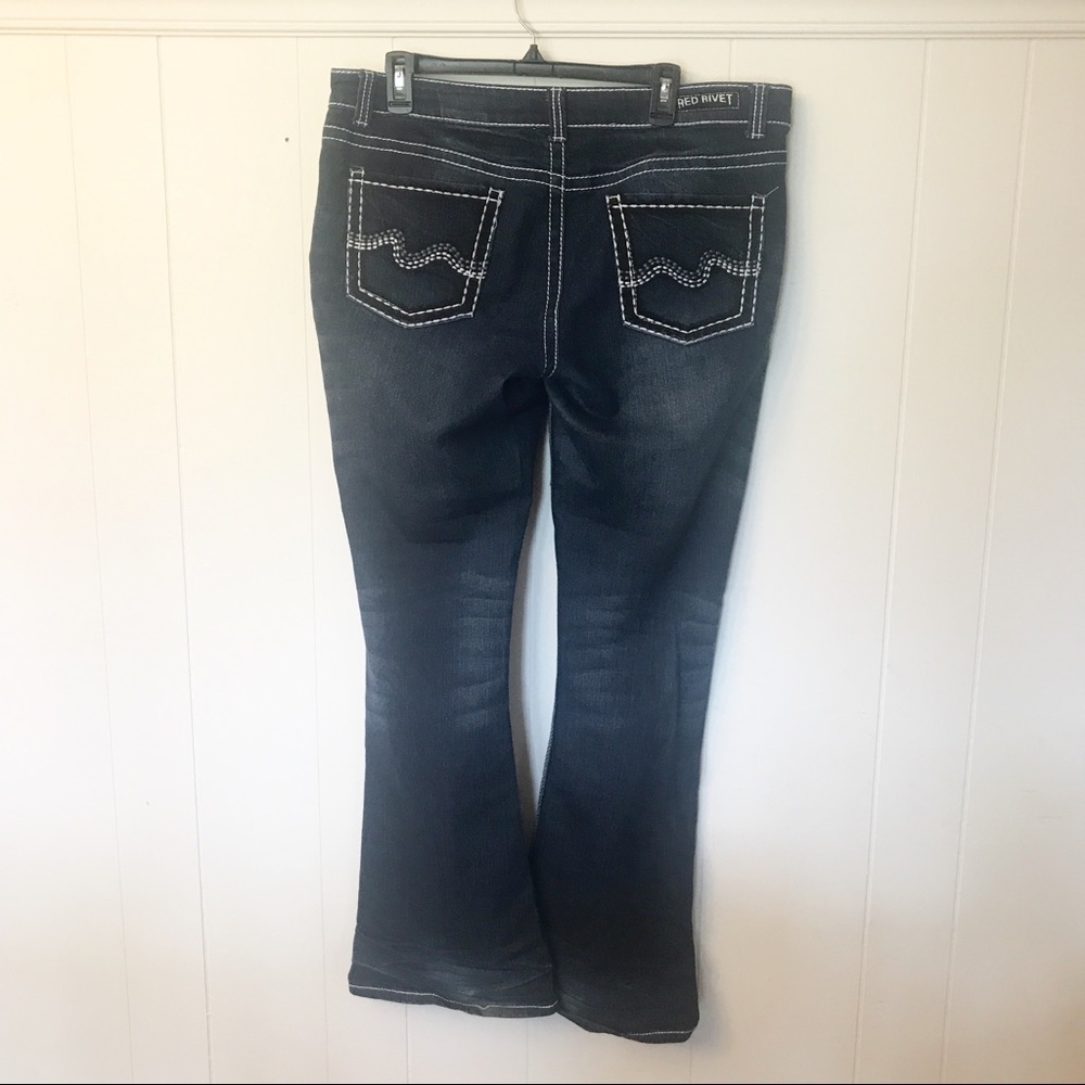 Red Rivet Boot Cut Jeans - Picture 3 of 7